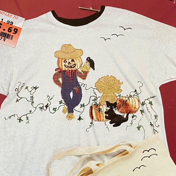 Vintage 1990s Innovations Designer Iron On Kit Autumn Scarecrow Cat Design Kit - Picture 3 of 6